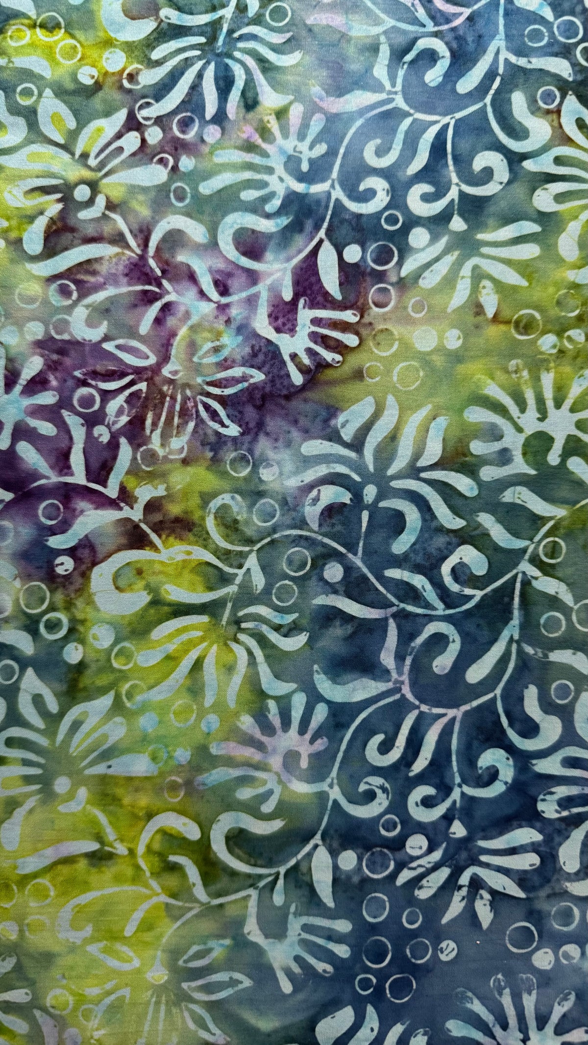 Blue Green & Purple Floral Vine Batik Fabric