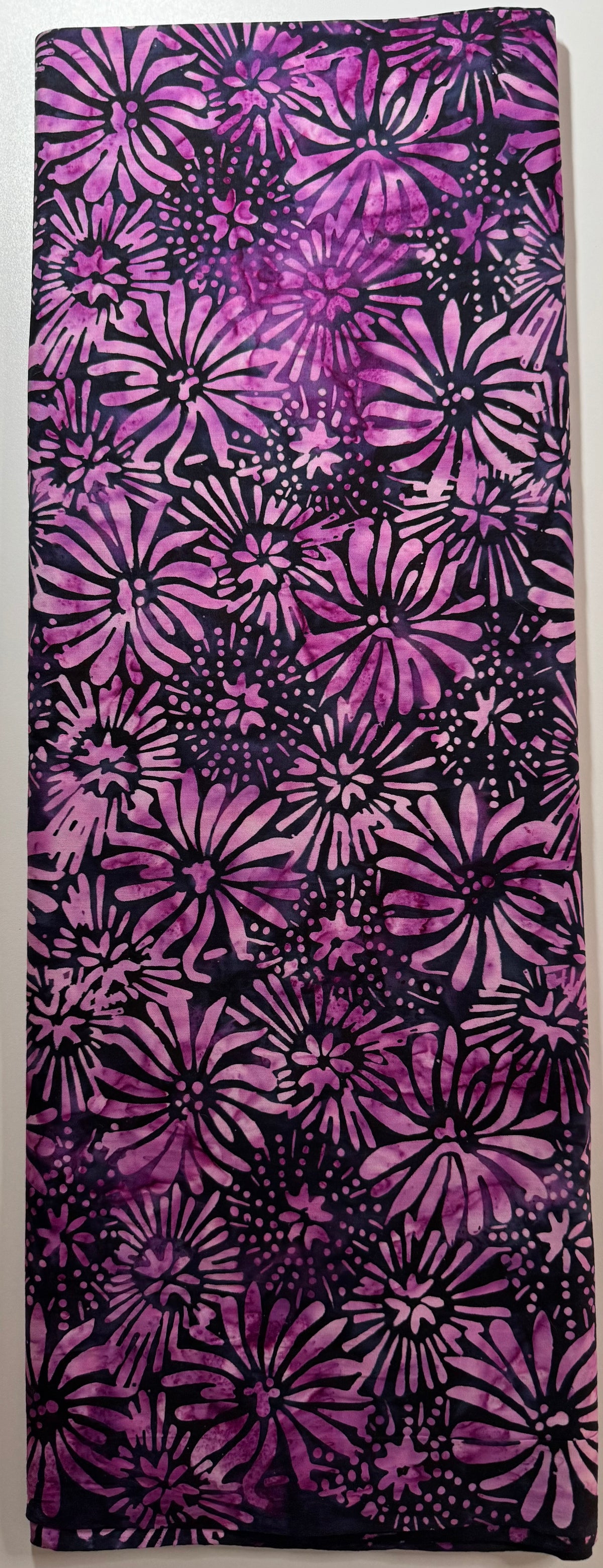 Magenta & Black Floral Batik Fabric