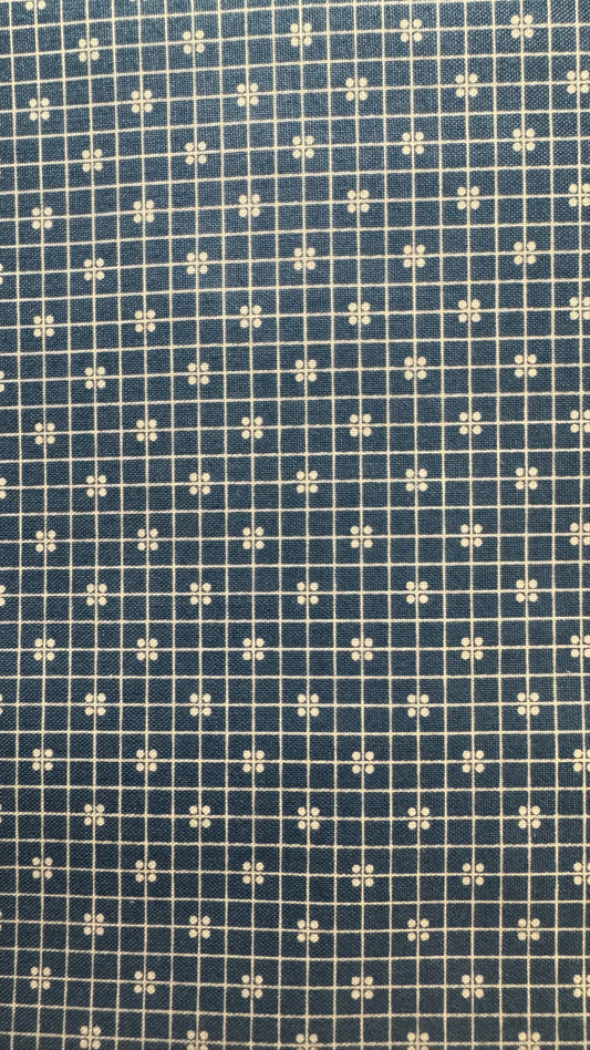 Prim Plaid Denim by Lori Holt Grid Dot Blue Fabric by the half Yard | Riley Blake Designs | Vintage Quilt Fabric