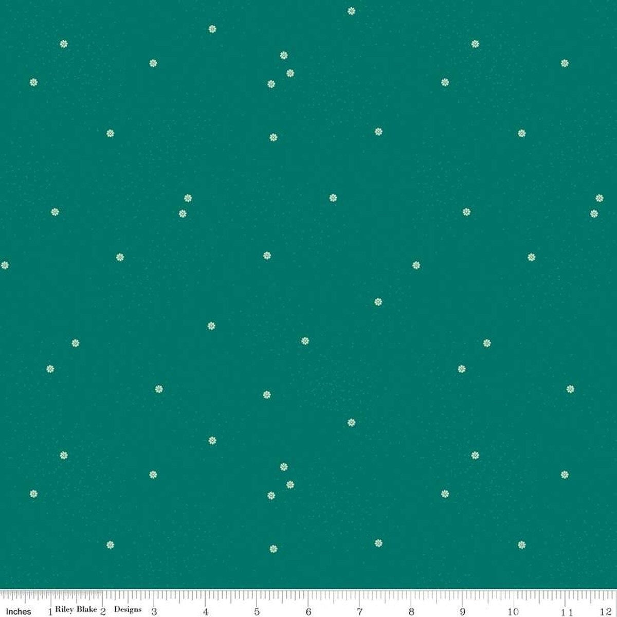 Beverly Mccullough Dainty Daisy Jade Fabric – Deep Teal Floral Blender – Quilting Cotton Contrast Print C665-JADE