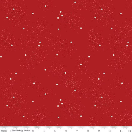 Beverly McCullough Dainty Daisy Barn Red Fabric – Red Floral Blender – Quilting Cotton by the Yard – Small Daisy Print C665-B