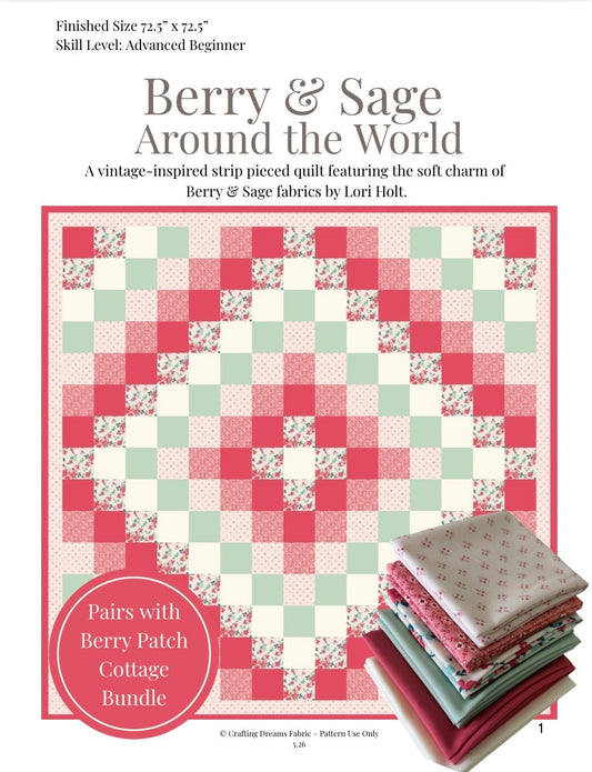 Berry & Sage Around the World Quilt Pattern PDF – Vintage Strip Pieced Quilt Pattern Digital Download
