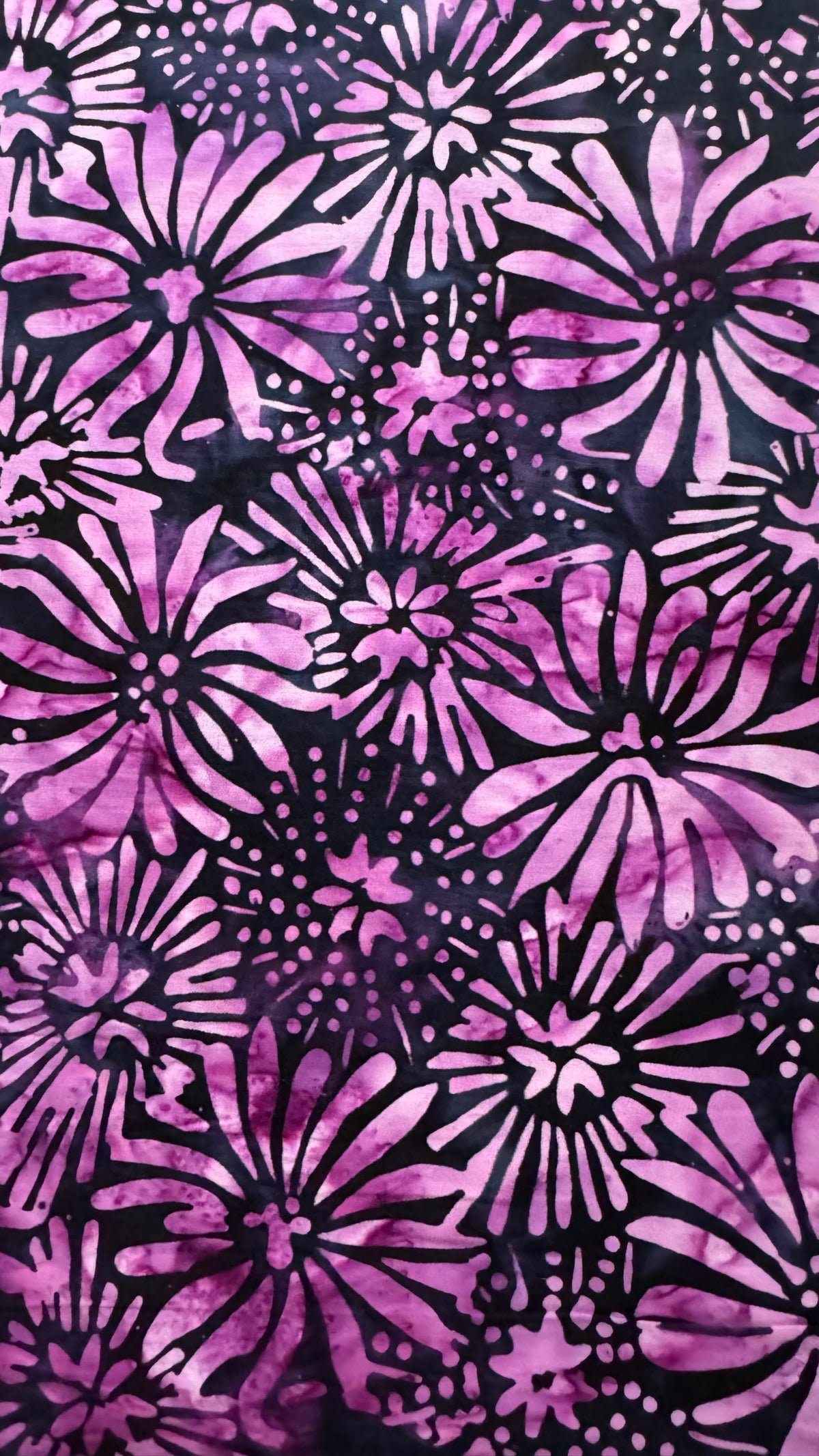 Magenta & Black Floral Batik Fabric