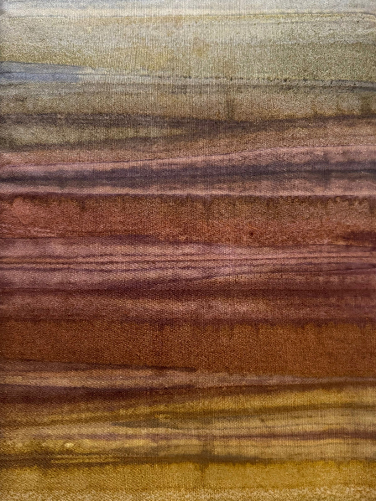 Brown Olive & Gold Striped Batik Fabric