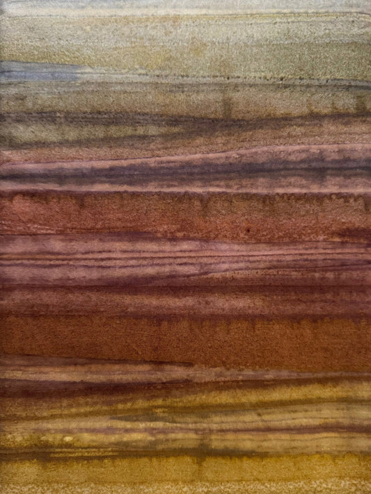 Brown Olive & Gold Striped Batik Fabric