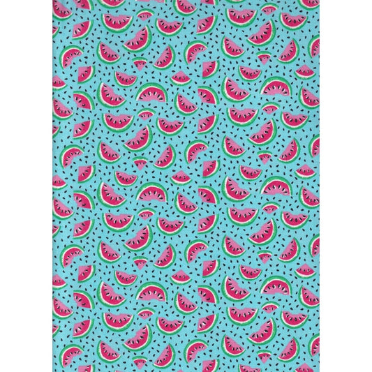 Fabric Traditions Watermelons on Blue Fabric by the Yard – 100% Cotton