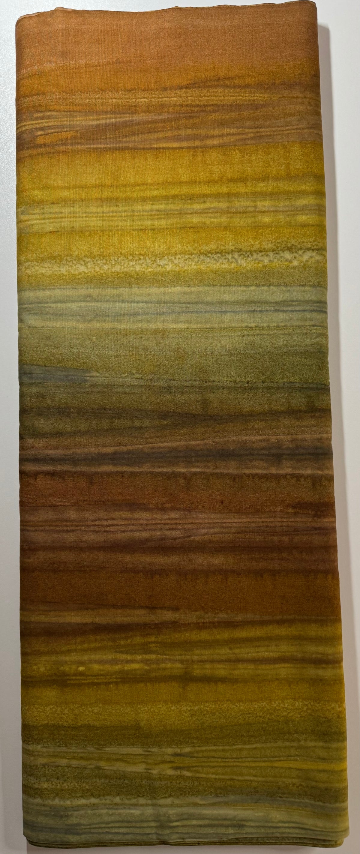 Brown Olive & Gold Striped Batik Fabric