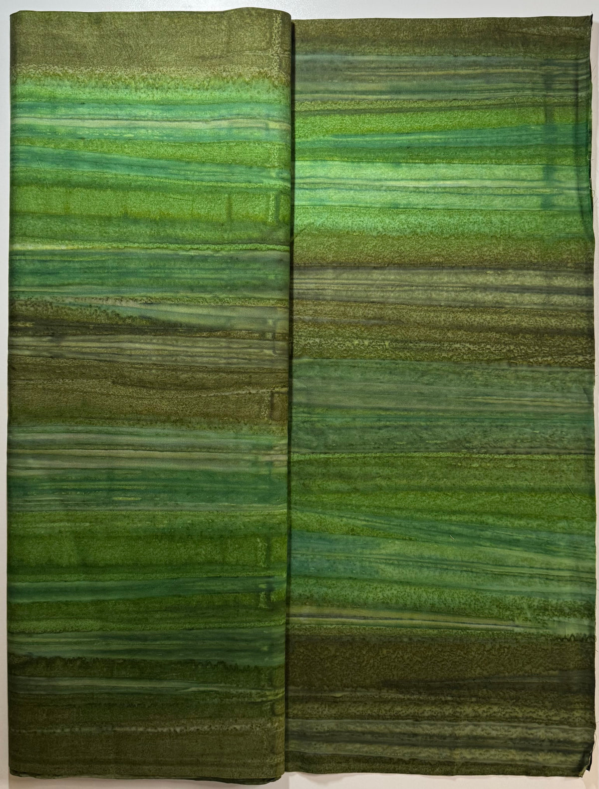 Green & Olive Striped Batik Fabric