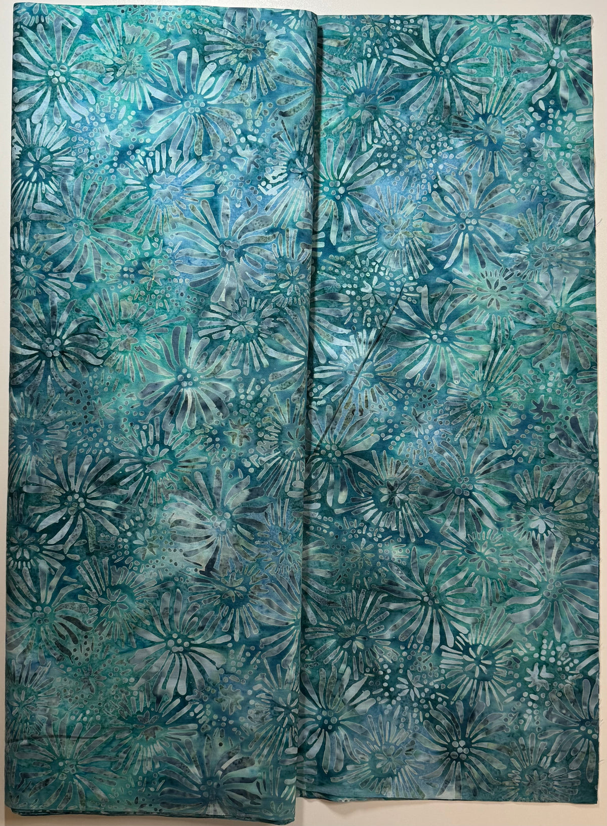 Teal & Aqua Floral Batik Fabric