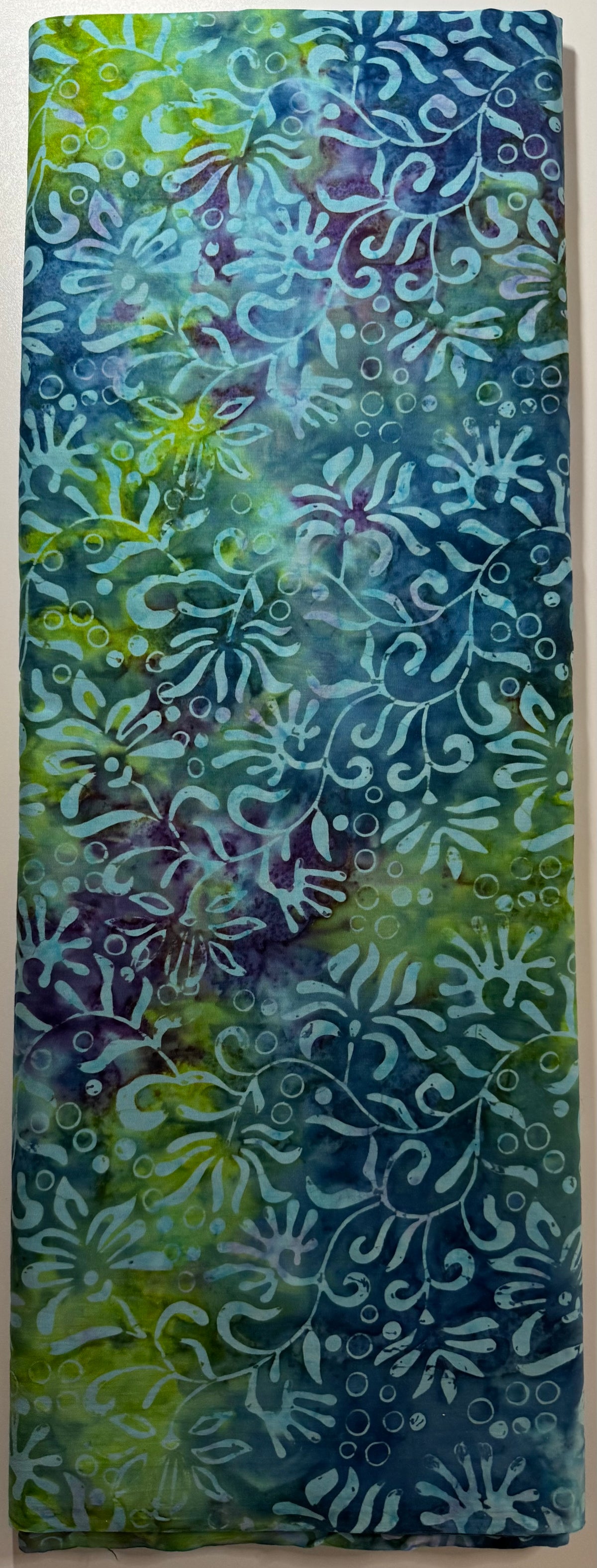 Blue Green & Purple Floral Vine Batik Fabric