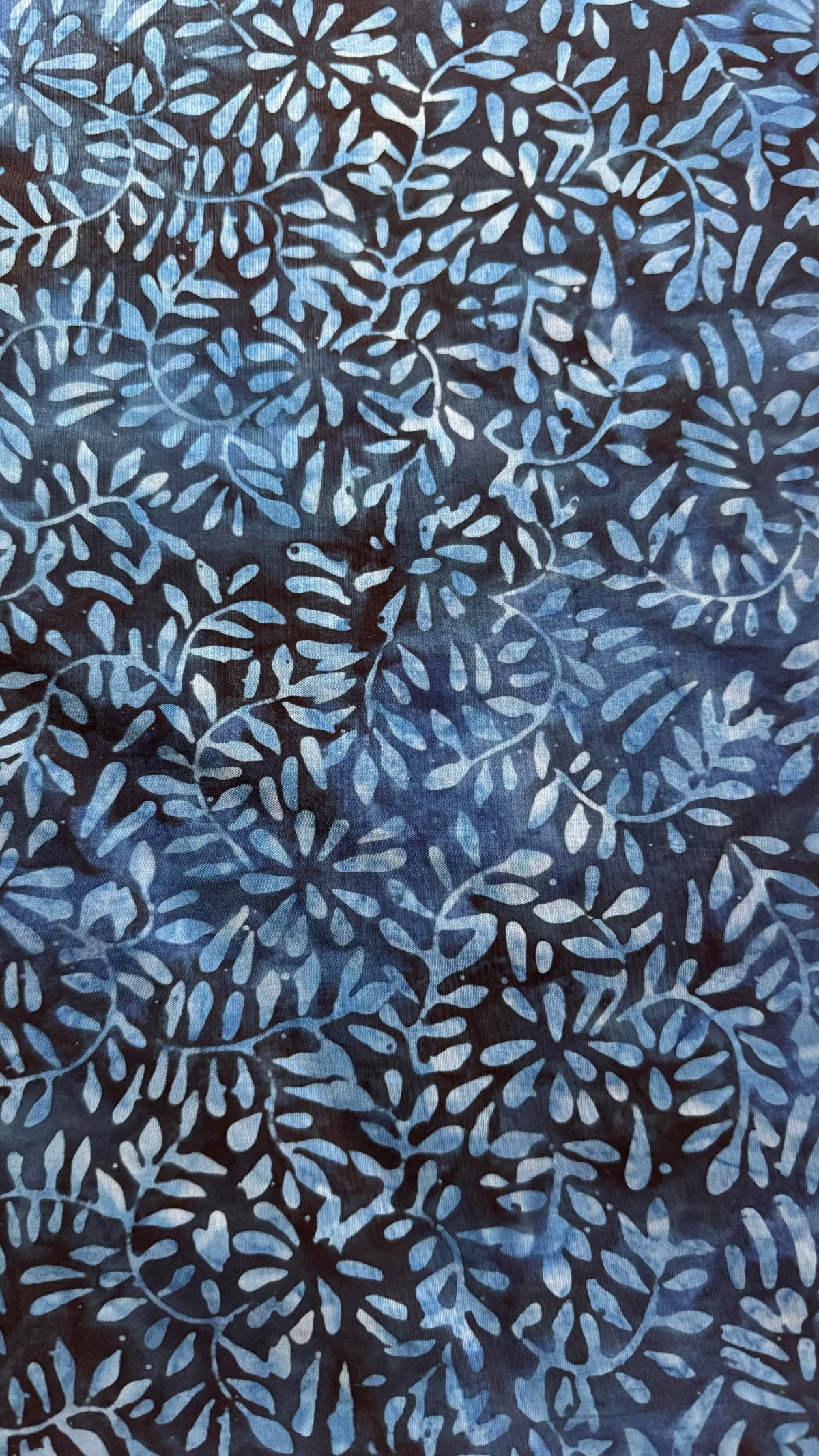 Navy & Blue Leafy Floral Batik Fabric