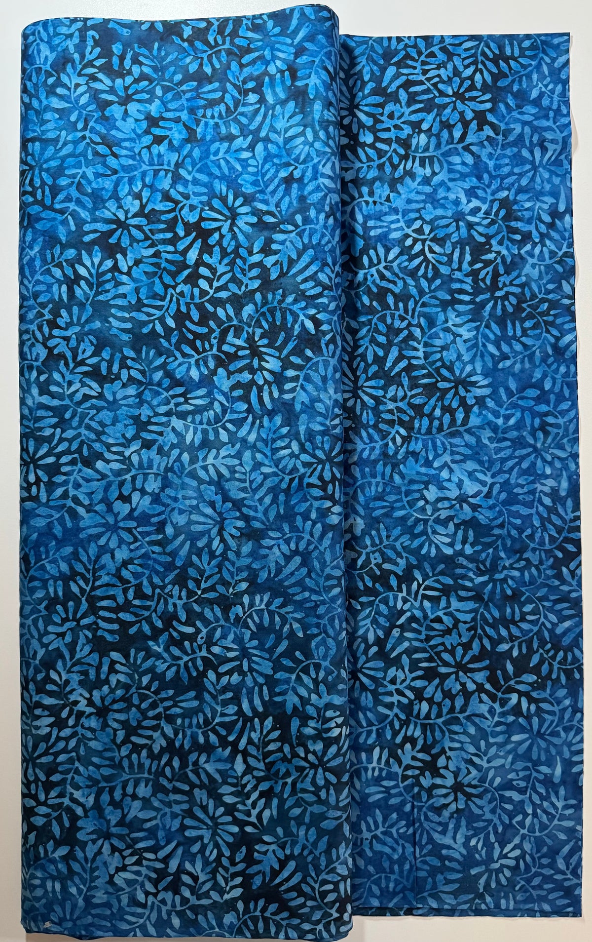 Navy & Blue Leafy Floral Batik Fabric