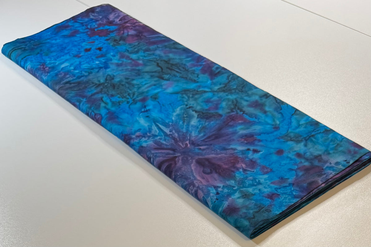 Turquoise & Purple Floral Batik Fabric