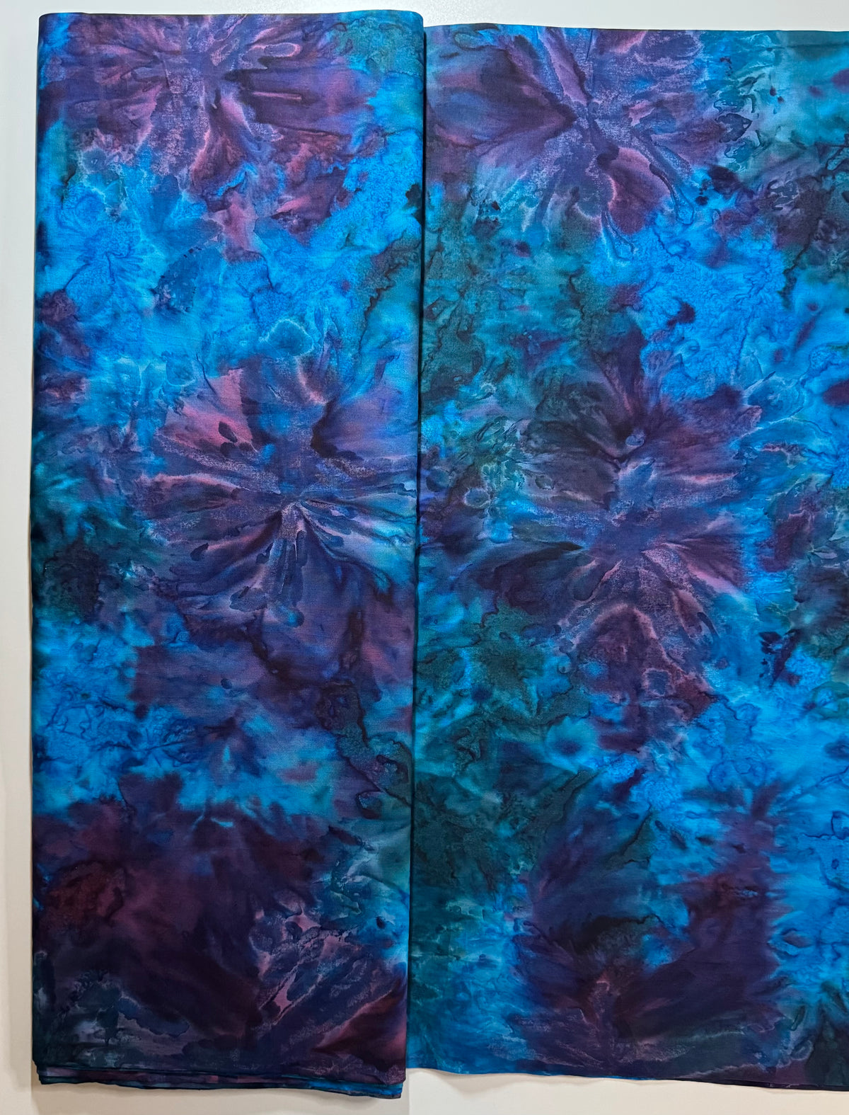 Turquoise & Purple Floral Batik Fabric