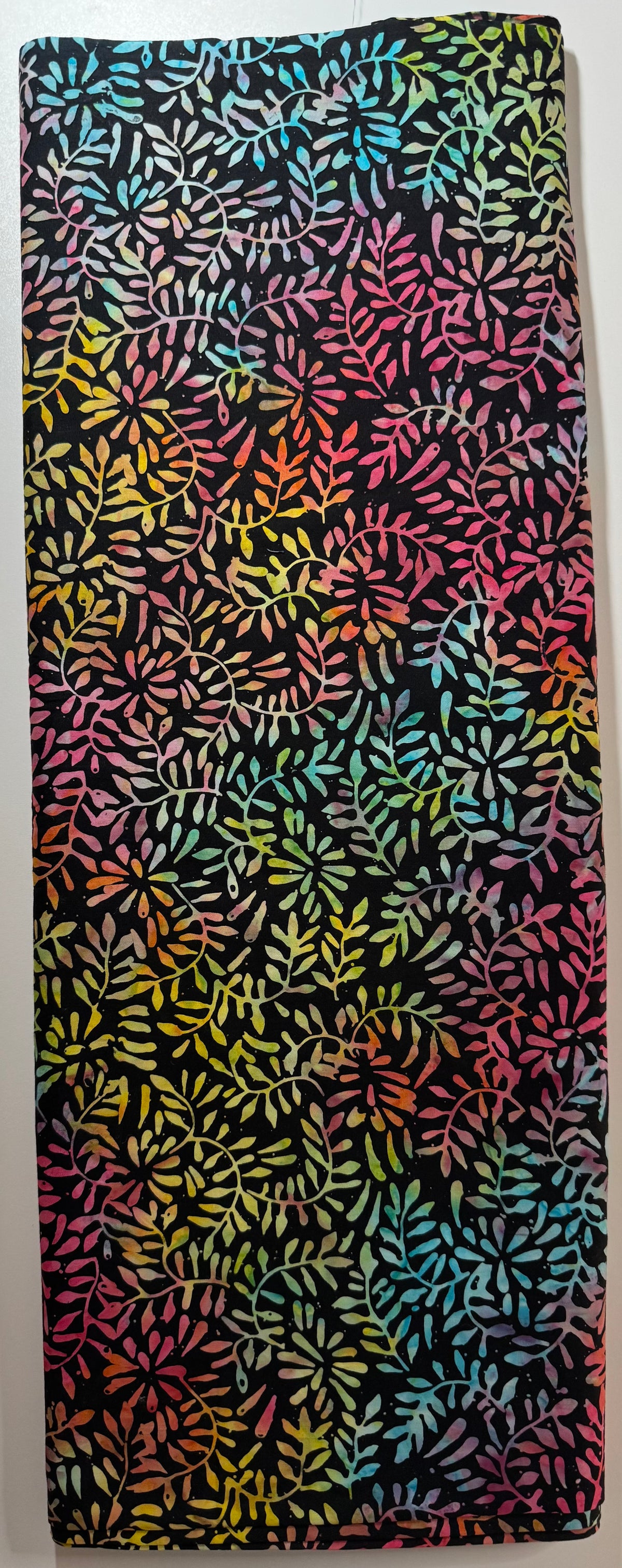 Rainbow & Black Floral Batik Fabric