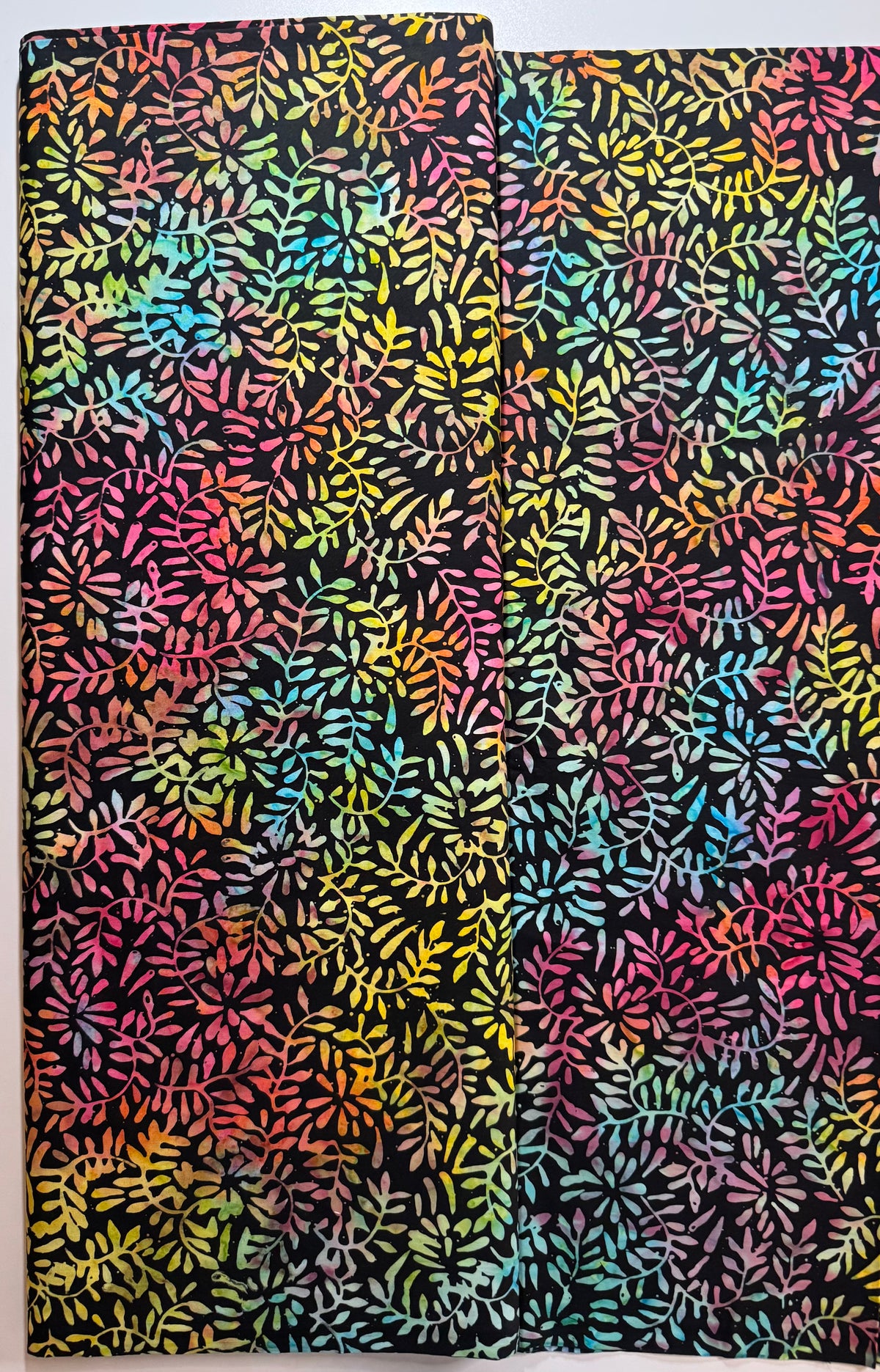 Rainbow & Black Floral Batik Fabric