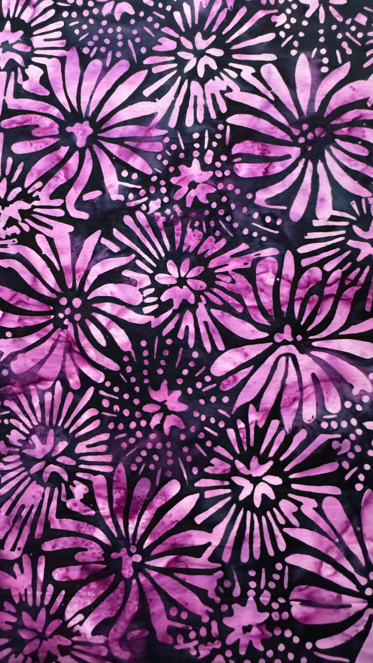 Magenta & Black Floral Batik Fabric