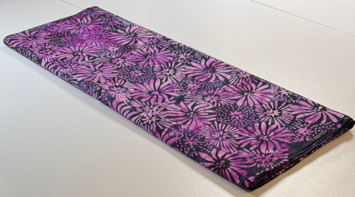 Magenta & Black Floral Batik Fabric