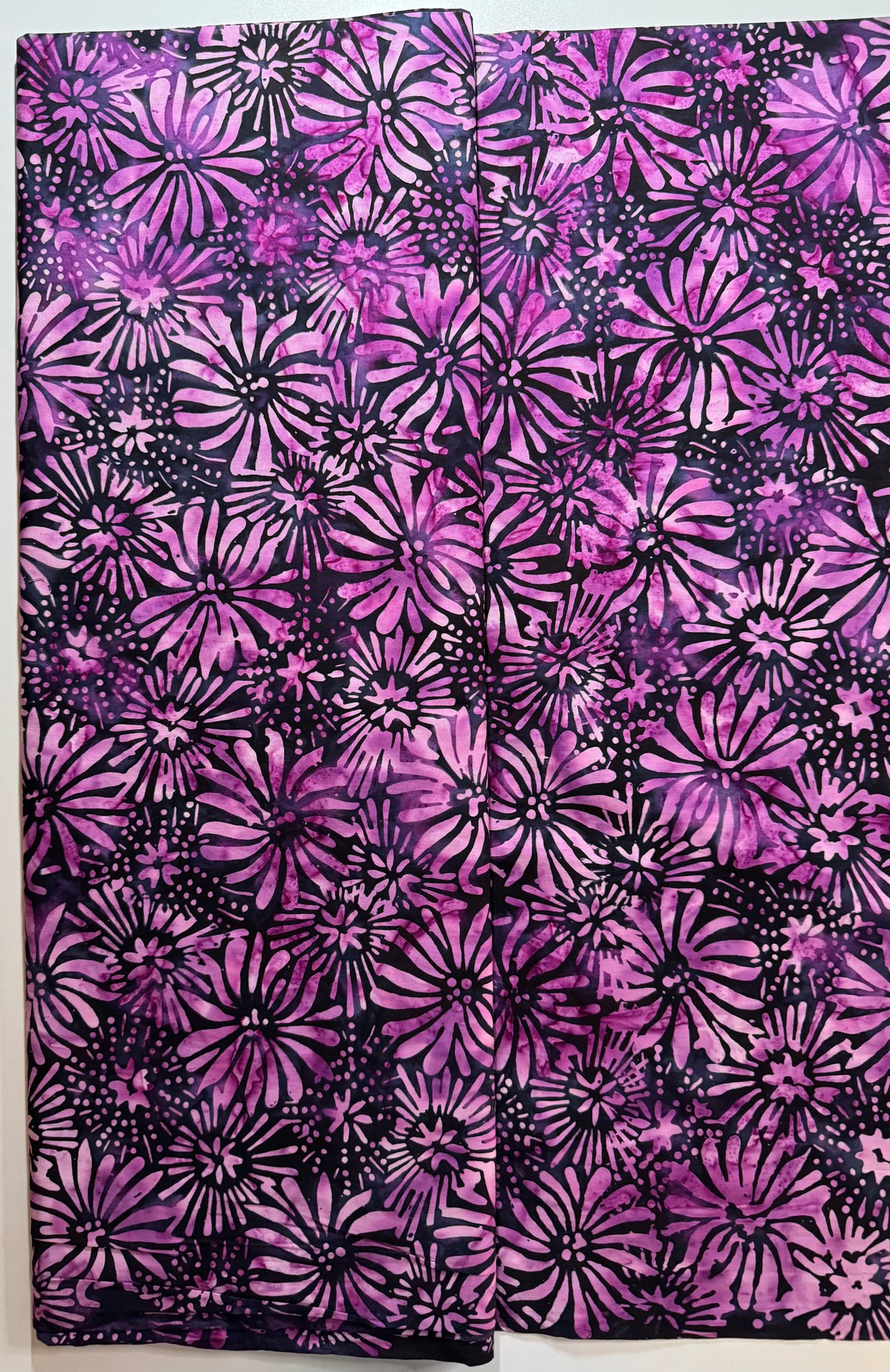 Magenta & Black Floral Batik Fabric