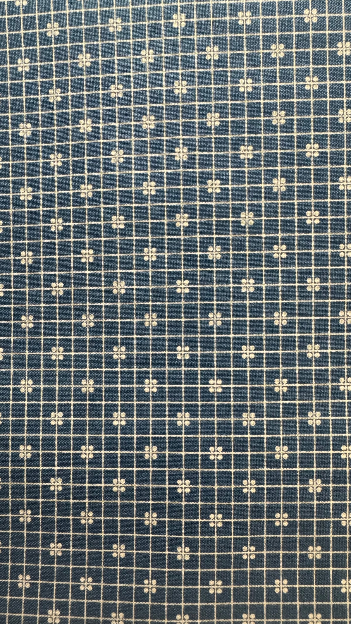 Prim Plaid Denim by Lori Holt Grid Dot Blue Fabric by the half Yard | Riley Blake Designs | Vintage Quilt Fabric