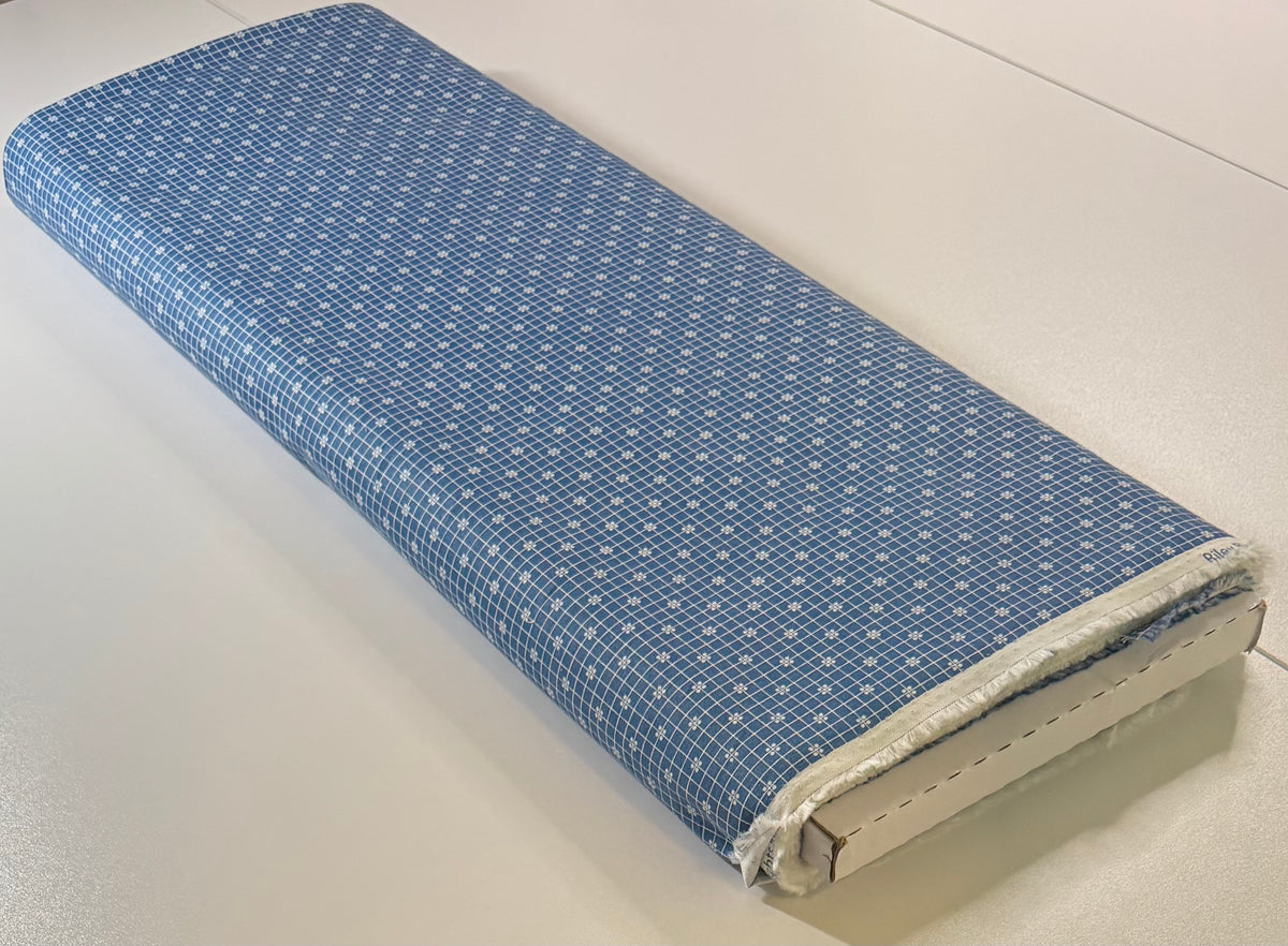 Prim Plaid Denim by Lori Holt Grid Dot Blue Fabric by the half Yard | Riley Blake Designs | Vintage Quilt Fabric