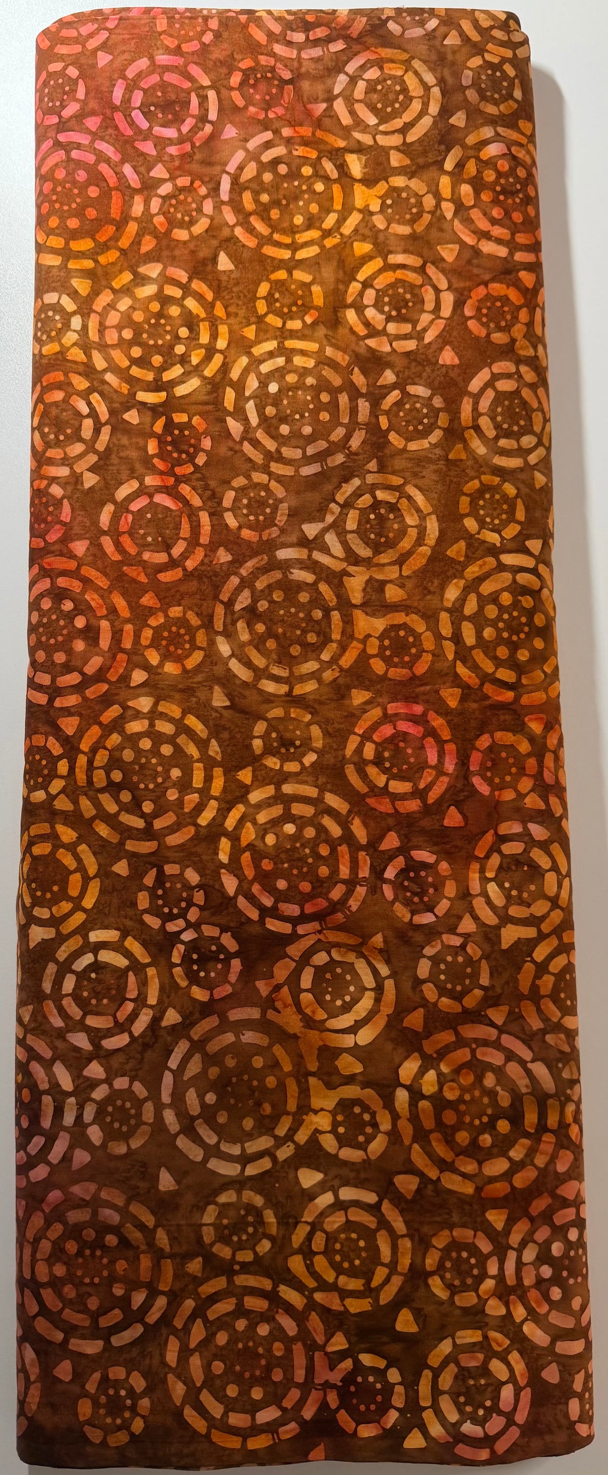 Brown & Copper Circular Floral Batik Fabric
