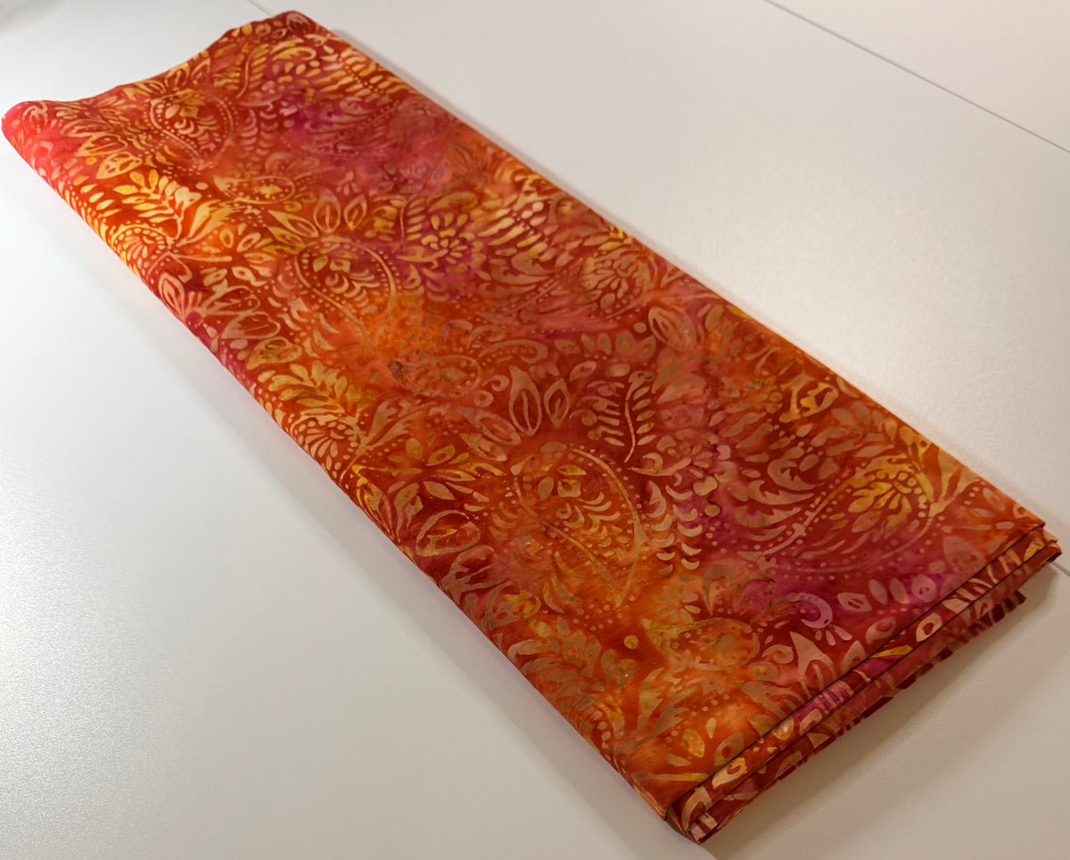 Brown & Copper Paisley Floral Batik Fabric