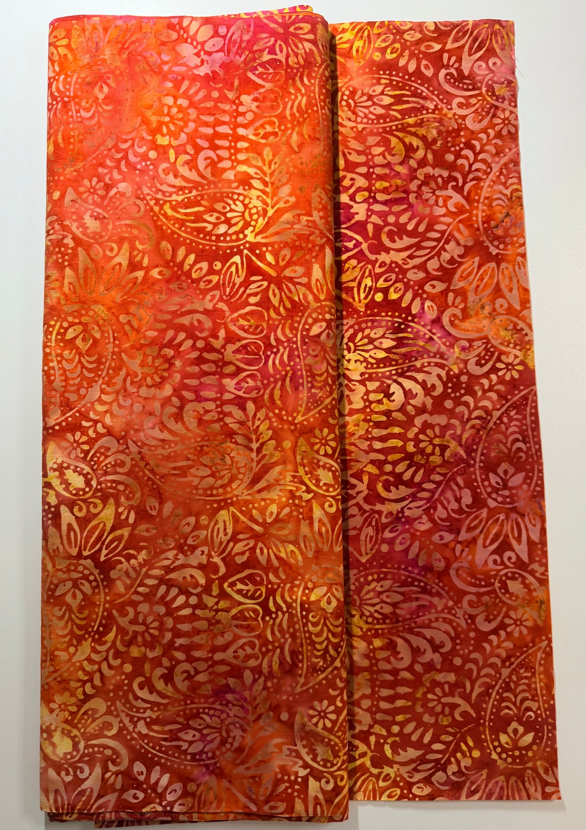 Brown & Copper Paisley Floral Batik Fabric