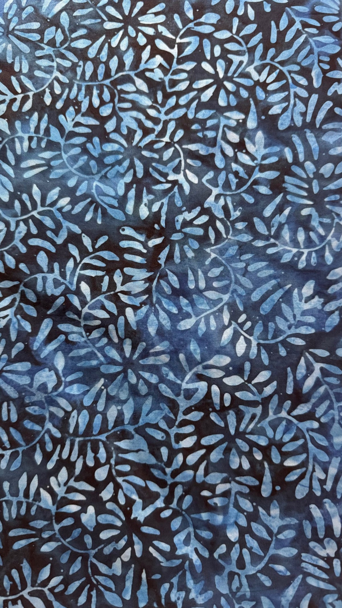 Navy & Blue Leafy Floral Batik Fabric