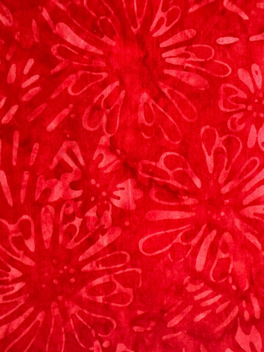 Red Tonal Floral Batik Fabric