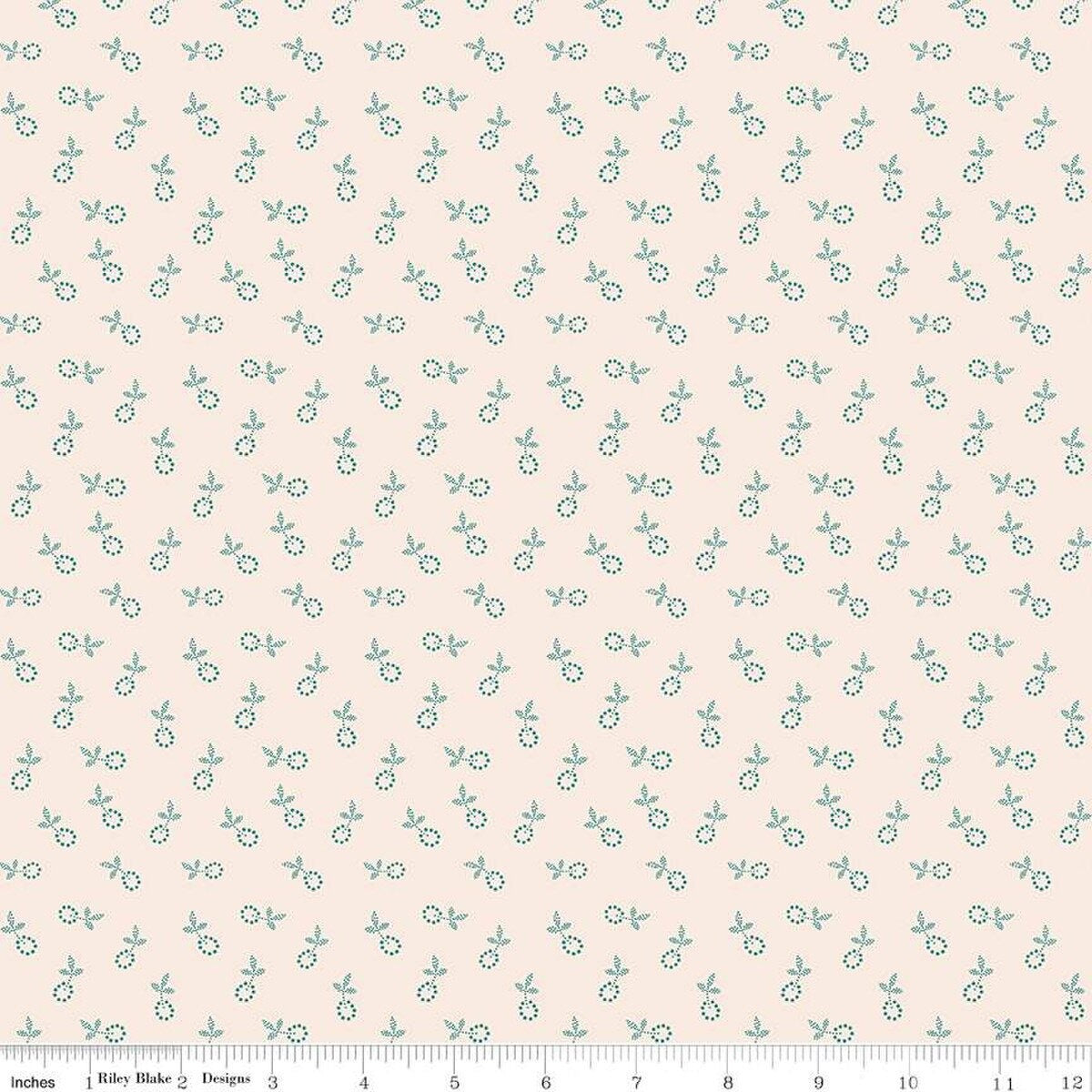 Lori Holt Gentler Times Bygone Cozy Fabric – Cream Floral Blender – Quilting Cotton by the Yard – Small Vintage Print C16471-