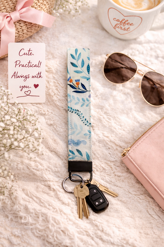 Seas the Day Fabric Wristlet Keychain – Handmade Cotton Wrist Strap – Cute Everyday Key Holder for Keys Bags & Gifts
