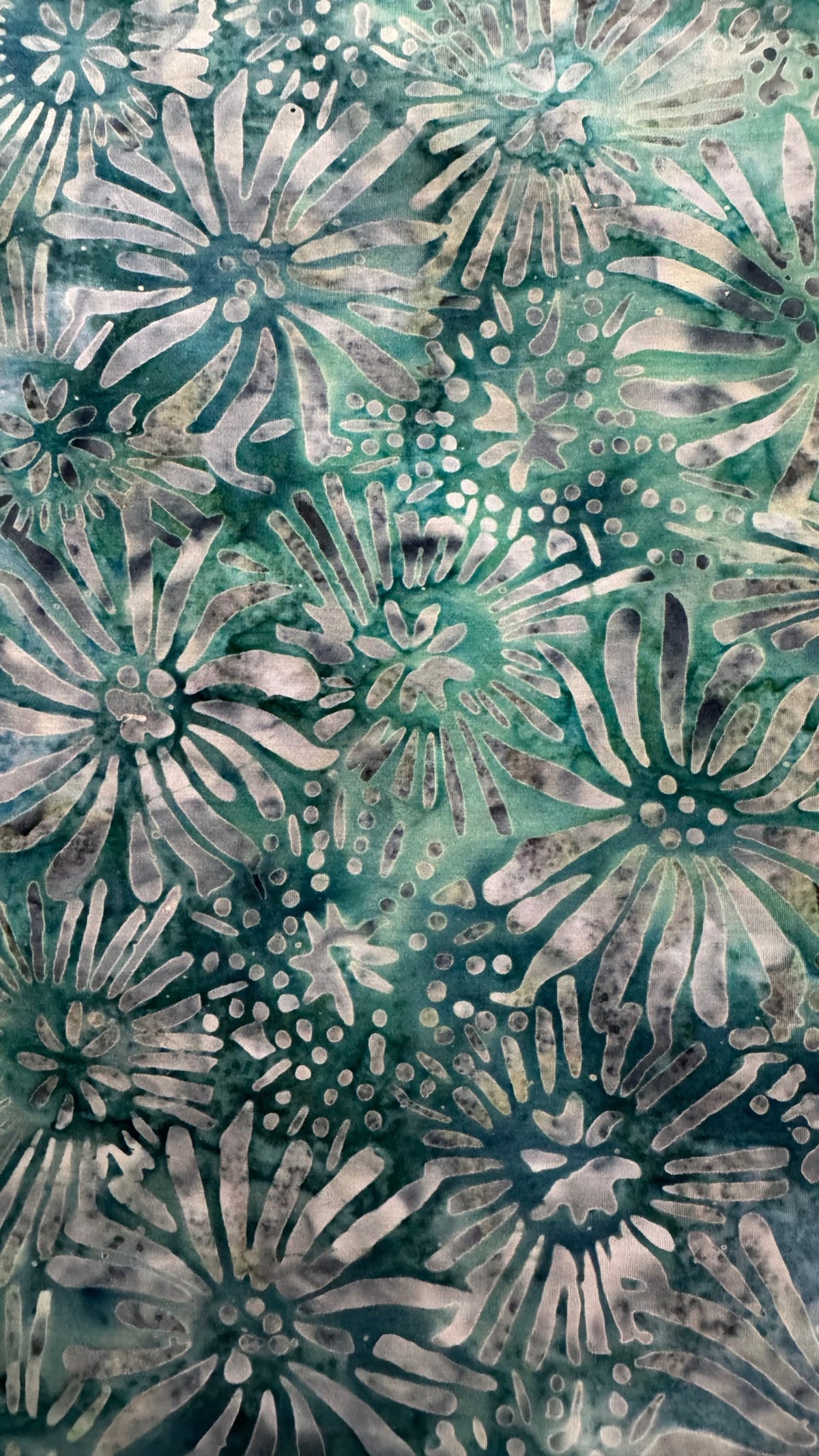 Teal & Aqua Floral Batik Fabric