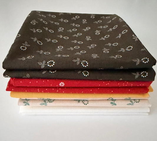 Warm Traditional Bundle Warm Neutral Fat Quarter Bundle – Traditional Quilting Fabrics – Red Cream & Brown Quilt Bundle